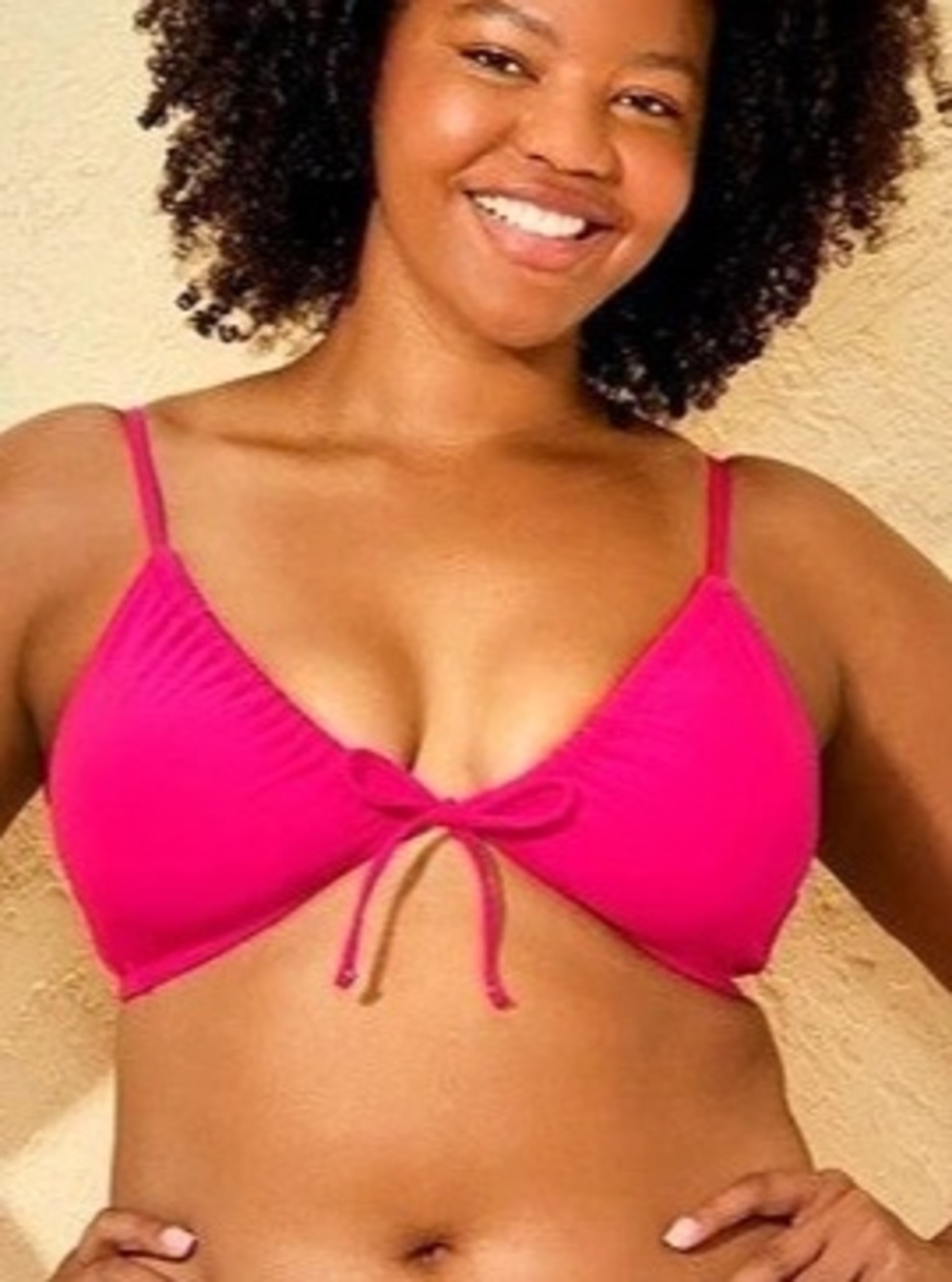Shade & Shore Hot Pink Ribbed Bikini Top